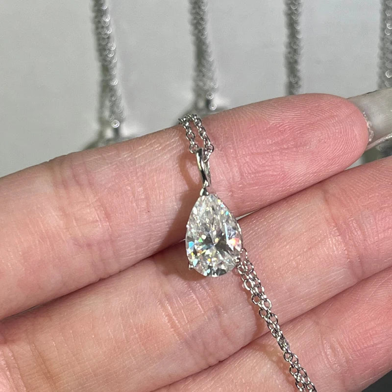 1-3ct Marquise Princess Emerald Pear Cut Women Moissanite Necklace Original 925 Sterling Silver Moissanite Diamond Jewelry Daily - Tara's Tiny Treasures