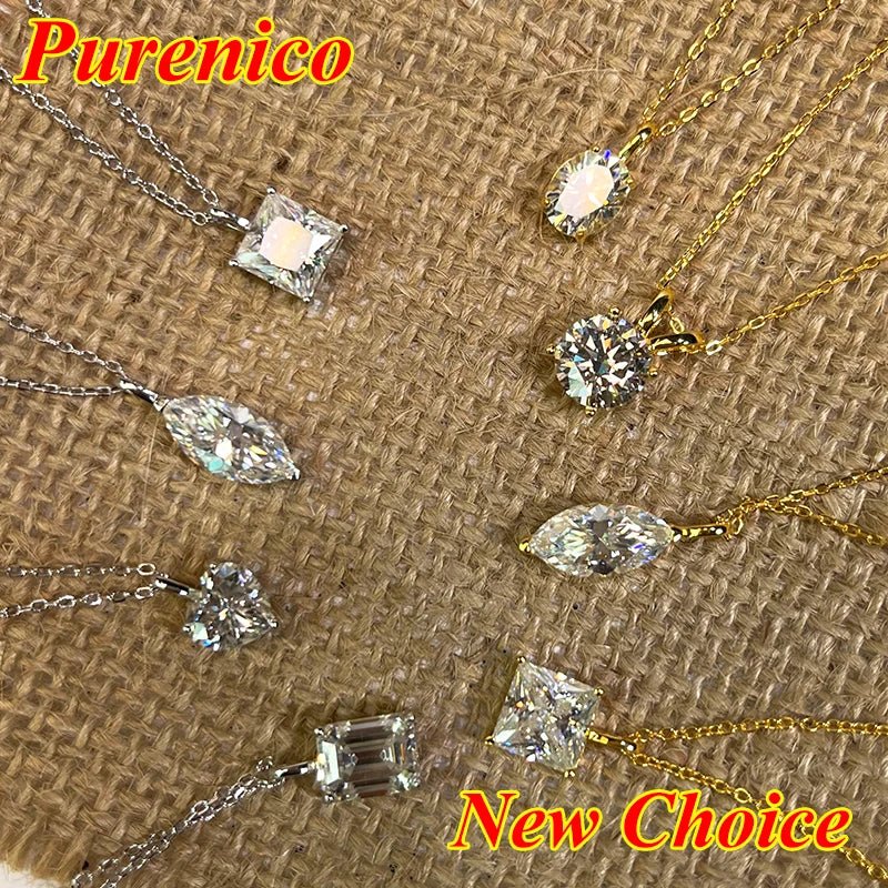 1-3ct Marquise Princess Emerald Pear Cut Women Moissanite Necklace Original 925 Sterling Silver Moissanite Diamond Jewelry Daily - Tara's Tiny Treasures