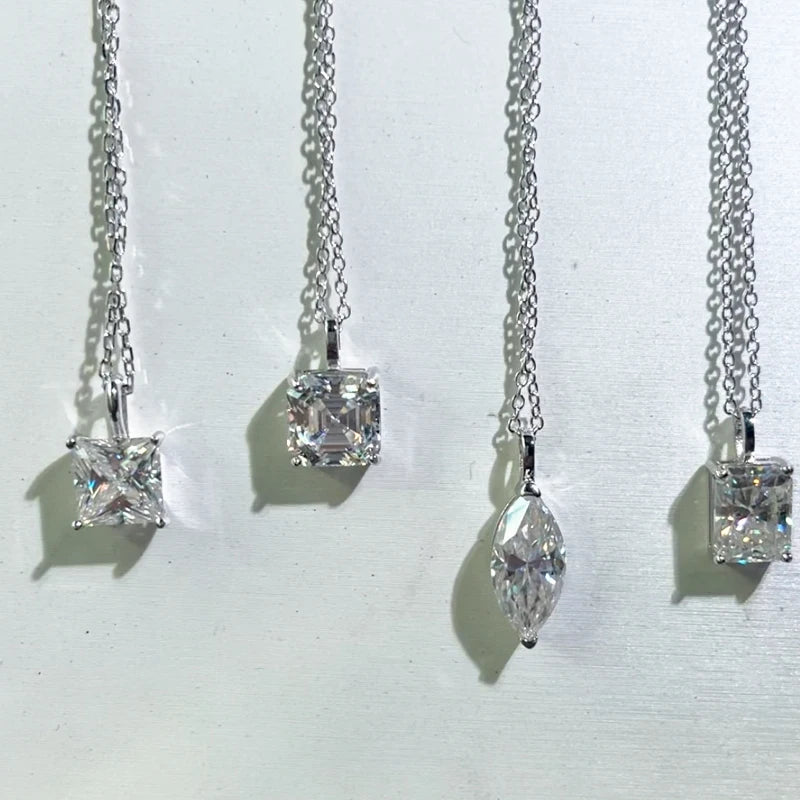 1-3ct Marquise Princess Emerald Pear Cut Women Moissanite Necklace Original 925 Sterling Silver Moissanite Diamond Jewelry Daily - Tara's Tiny Treasures