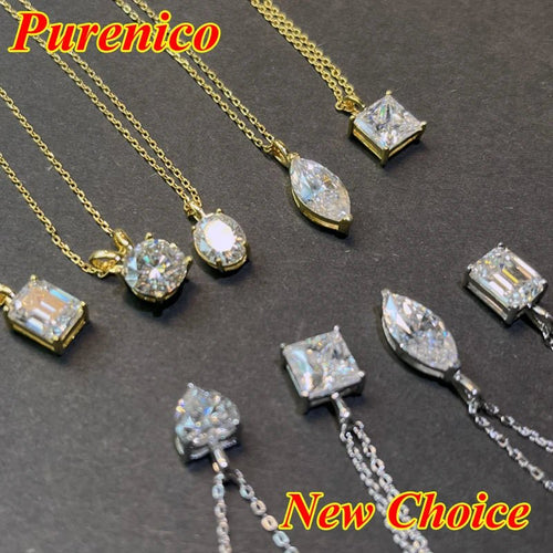 1-3ct Marquise Princess Emerald Pear Cut Women Moissanite Necklace Original 925 Sterling Silver Moissanite Diamond Jewelry Daily - Tara's Tiny Treasures