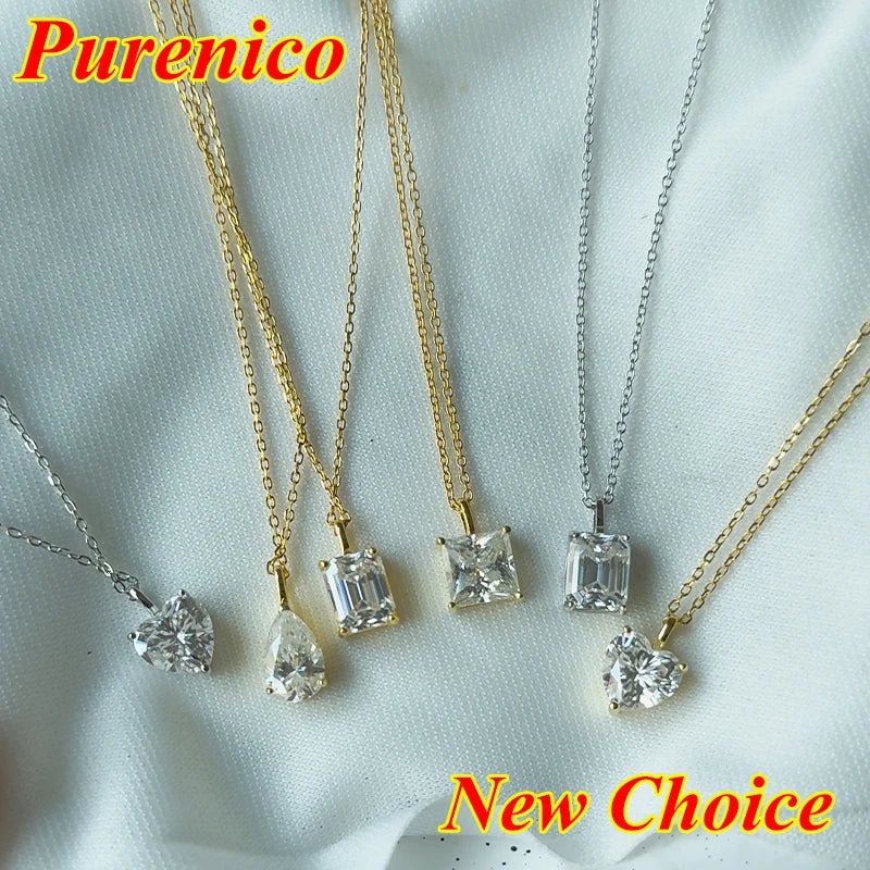 1-3ct Marquise Princess Emerald Pear Cut Women Moissanite Necklace Original 925 Sterling Silver Moissanite Diamond Jewelry Daily - Tara's Tiny Treasures