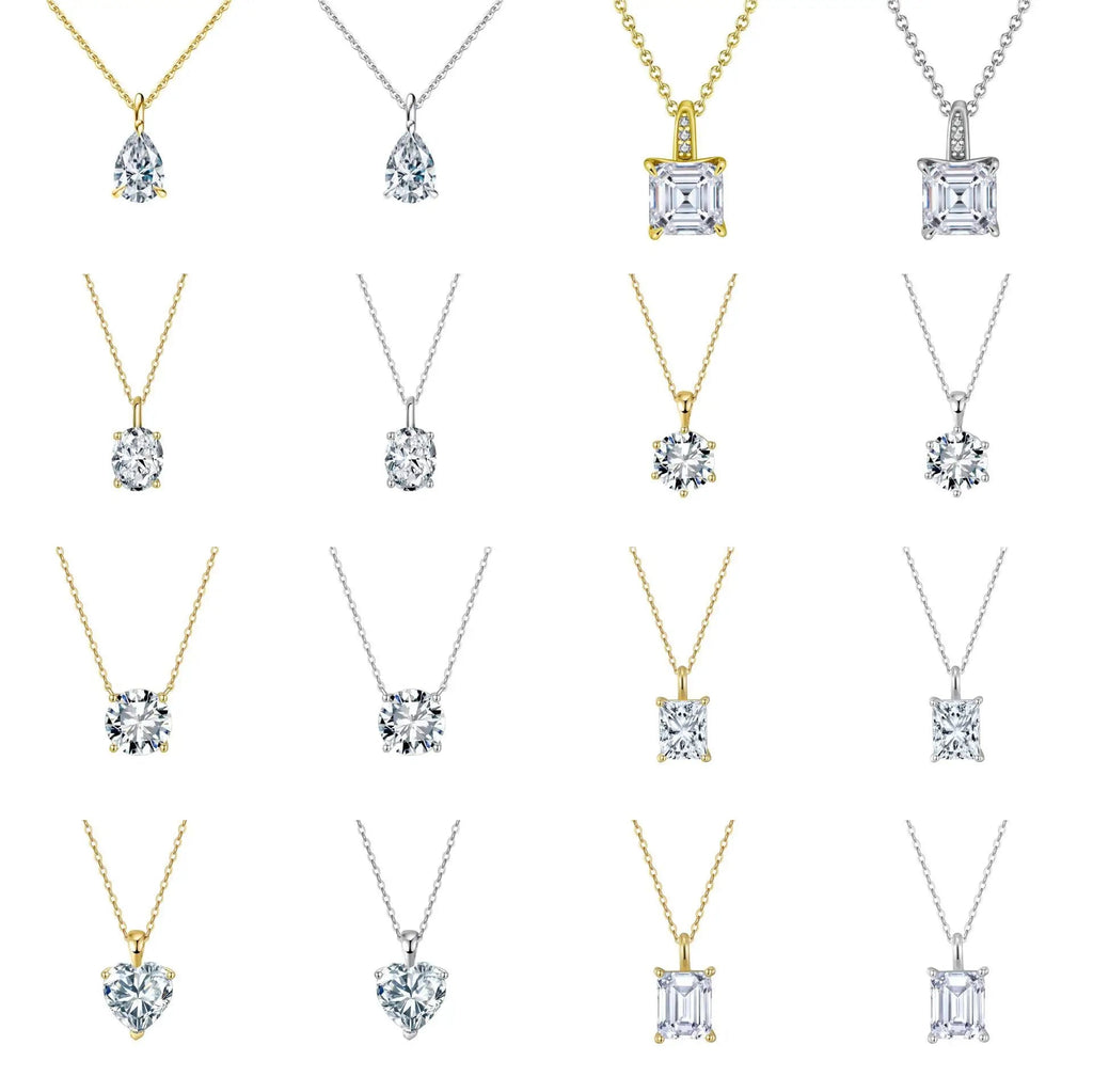 1-3ct Marquise Princess Emerald Pear Cut Women Moissanite Necklace Original 925 Sterling Silver Moissanite Diamond Jewelry Daily - Tara's Tiny Treasures