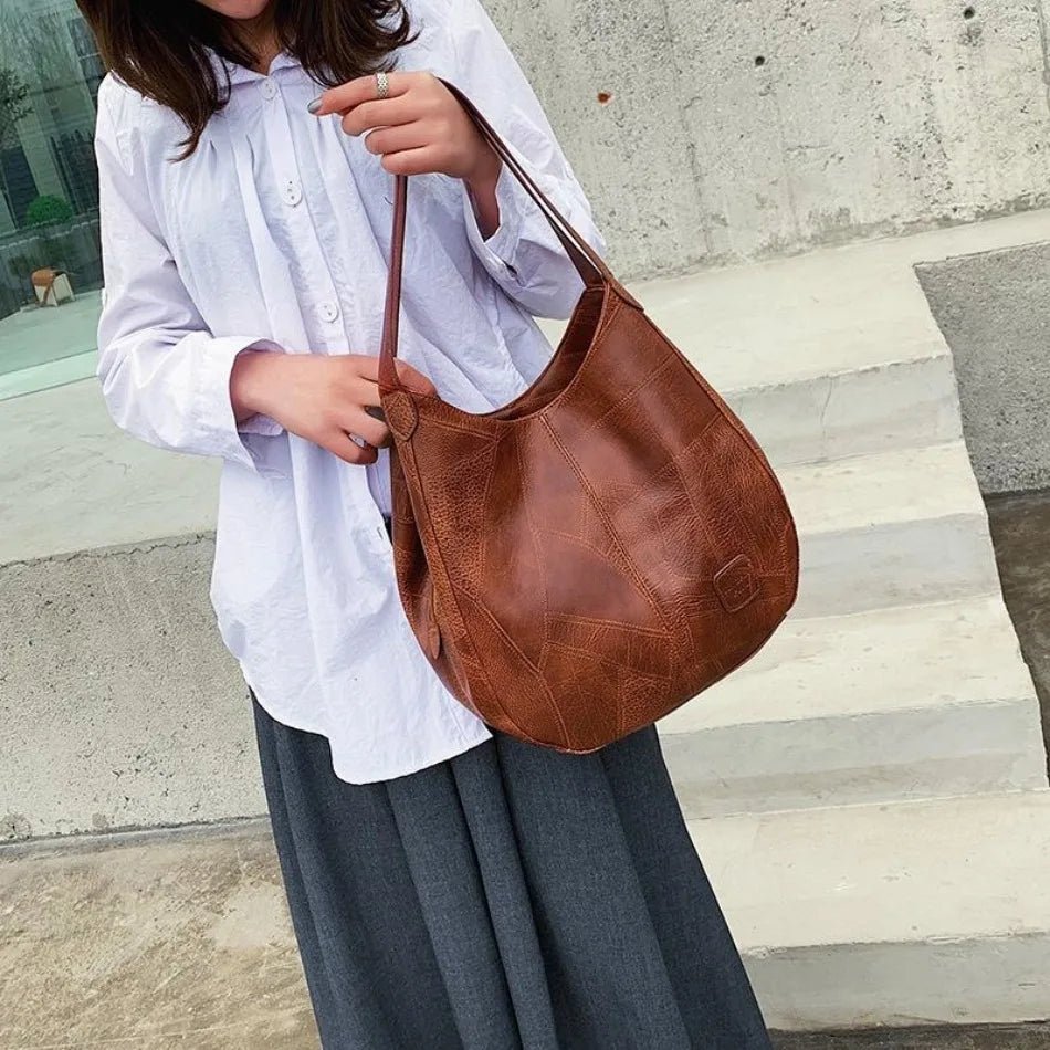 1 Pcs Large Women's Handbags Vintage Luxury Leather Shoulder Bag Designers Large Tote Bag Modern Fashion Retro Female - Tara's Tiny Treasures