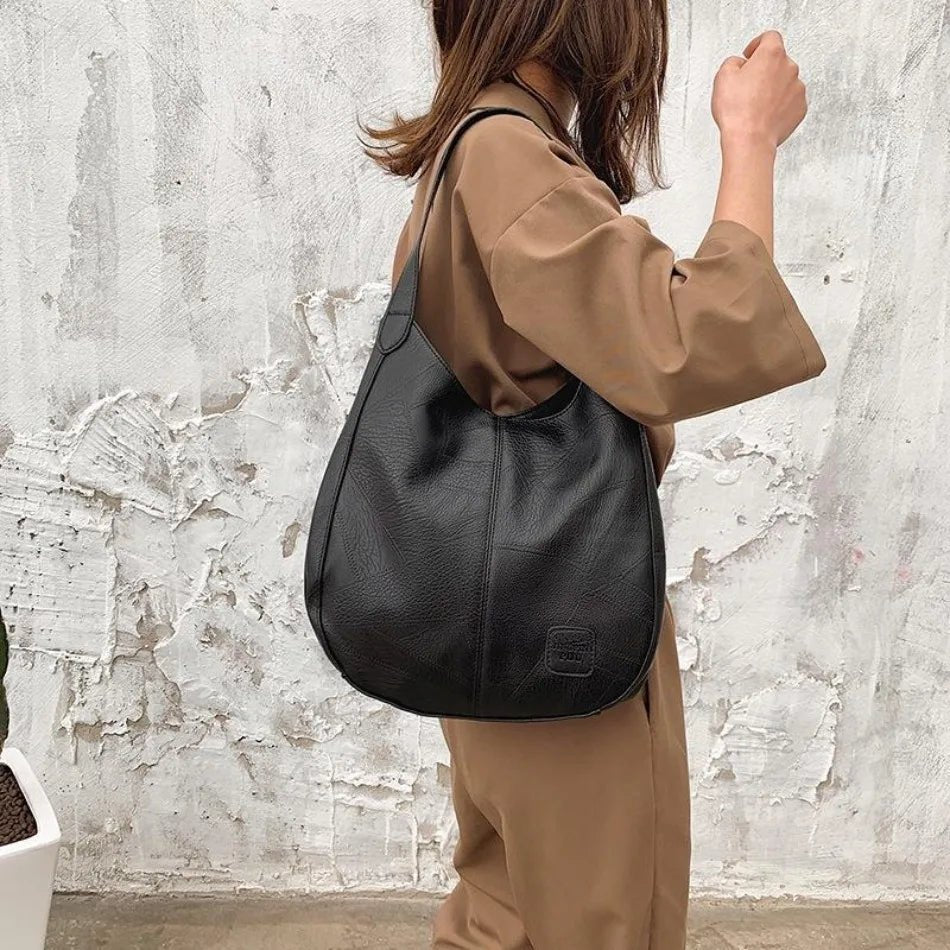 1 Pcs Large Women's Handbags Vintage Luxury Leather Shoulder Bag Designers Large Tote Bag Modern Fashion Retro Female - Tara's Tiny Treasures
