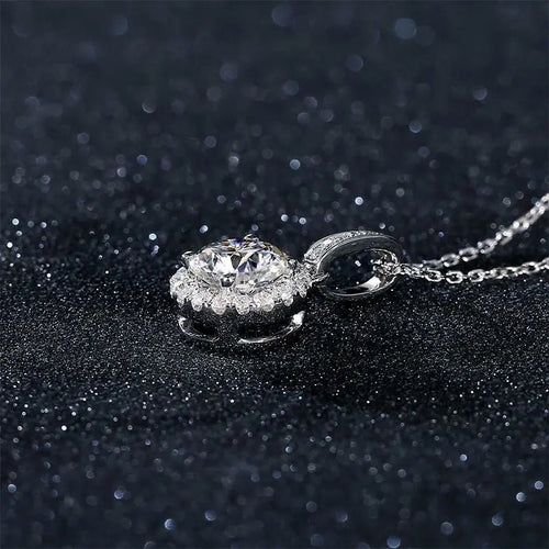 100% Moissanite Diamond Pendant Necklaces For Women 925 Sterling Silver Luxury Chain Trending Iced Bling Wedding Fine Jewelry - Tara's Tiny Treasures