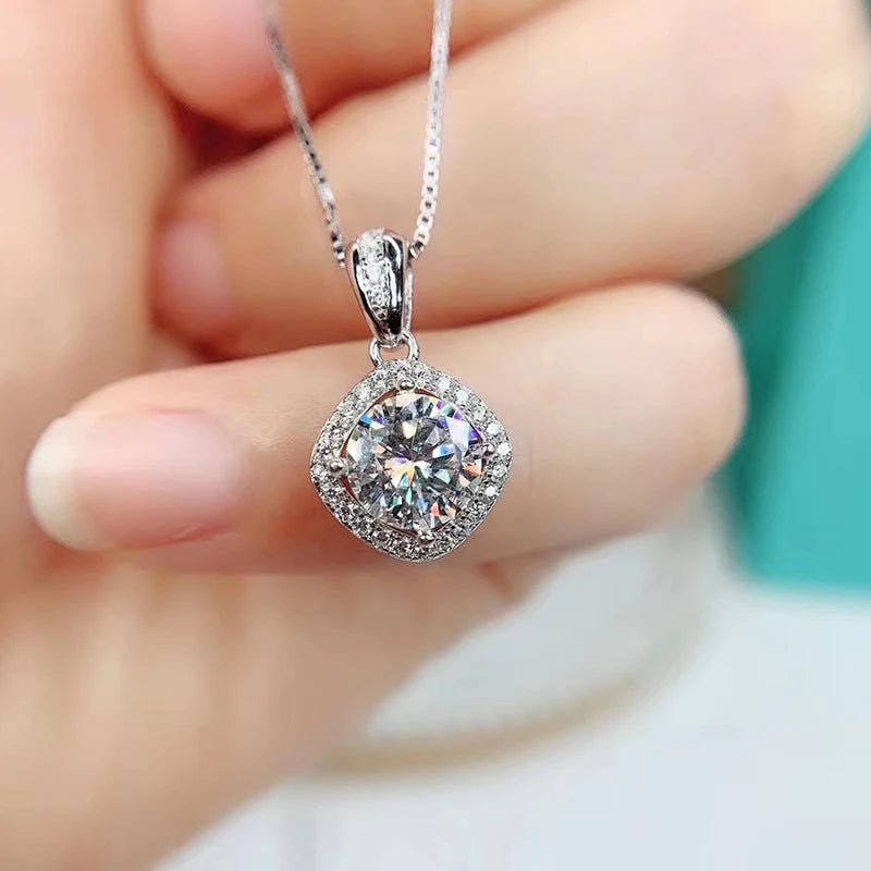 100% Moissanite Diamond Pendant Necklaces For Women 925 Sterling Silver Luxury Chain Trending Iced Bling Wedding Fine Jewelry - Tara's Tiny Treasures