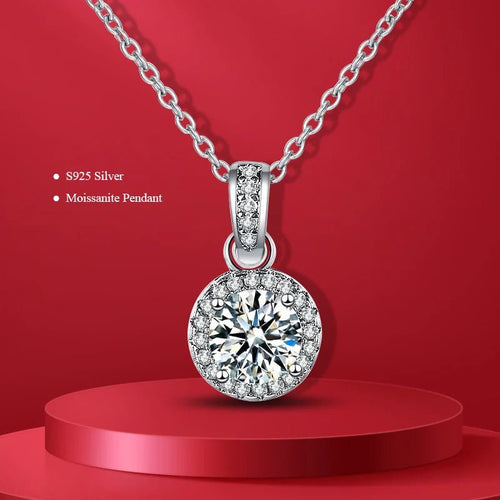 100% Moissanite Diamond Pendant Necklaces For Women 925 Sterling Silver Luxury Chain Trending Iced Bling Wedding Fine Jewelry - Tara's Tiny Treasures