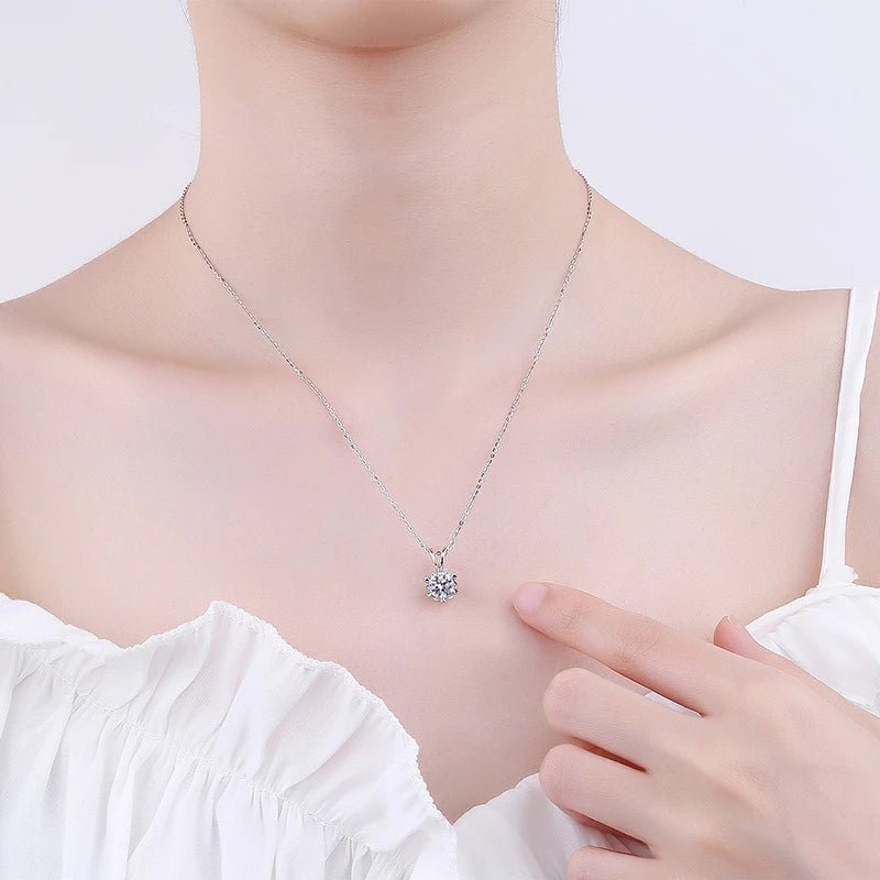 100% Moissanite Diamond Pendant Necklaces For Women 925 Sterling Silver Luxury Chain Trending Iced Bling Wedding Fine Jewelry - Tara's Tiny Treasures