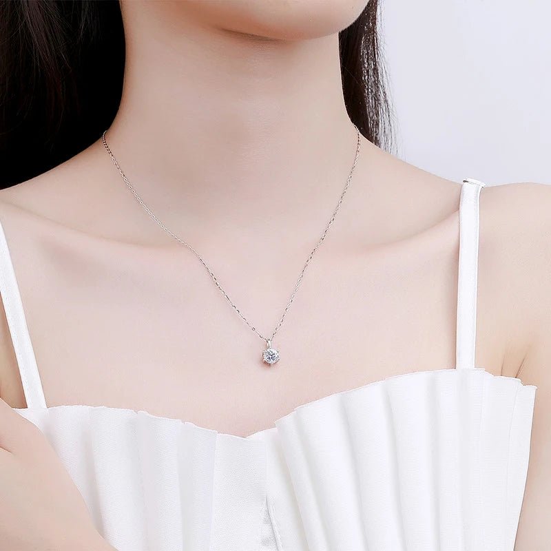 100% Moissanite Diamond Pendant Necklaces For Women 925 Sterling Silver Luxury Chain Trending Iced Bling Wedding Fine Jewelry - Tara's Tiny Treasures