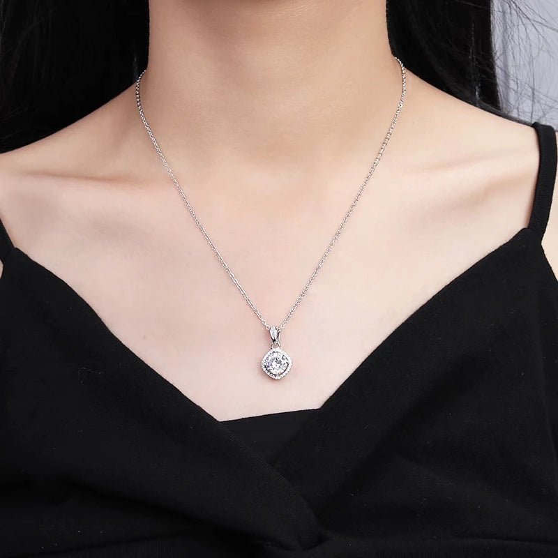 100% Moissanite Diamond Pendant Necklaces For Women 925 Sterling Silver Luxury Chain Trending Iced Bling Wedding Fine Jewelry - Tara's Tiny Treasures