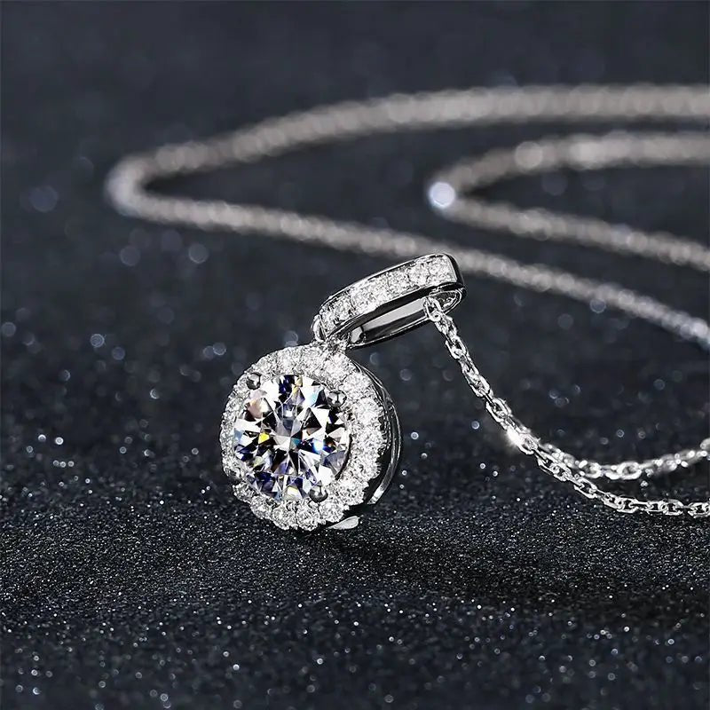 100% Moissanite Diamond Pendant Necklaces For Women 925 Sterling Silver Luxury Chain Trending Iced Bling Wedding Fine Jewelry - Tara's Tiny Treasures