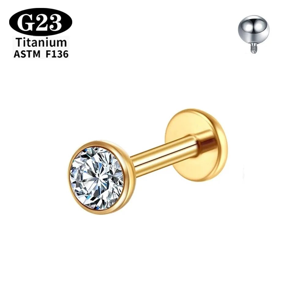 1/10/50PCS ASTM F136 Titanium Labret Stud Earring Nose stud Piercing Body Jewelry Tragus Helix Cartilage Conch Flatback Earlobe - Tara's Tiny Treasures