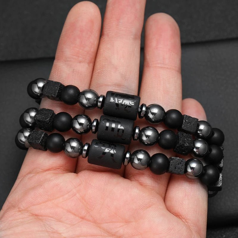 12 Constellation Zodiac Bracele Signs Beads Couples Bracelet Square Volcanic Stone Elastic Charm Bracelet for Women Men Gift - Tara's Tiny Treasures