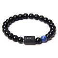 12 Constellation Zodiac Signs Beads Couples Bracelet Natural Black Onyx Stone Elastic Charm Bracelet for Women Men Birthday Gift - Tara's Tiny Treasures