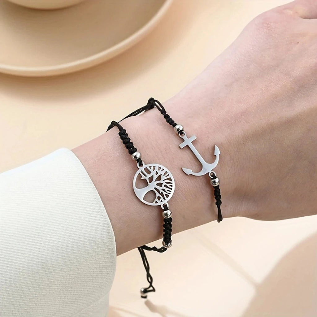 12pcs/set Stylish Stainless Steel Braided Charm Bracelet for Men - Perfect for Daily Wear and Gifting to Family and Friends - Tara's Tiny Treasures