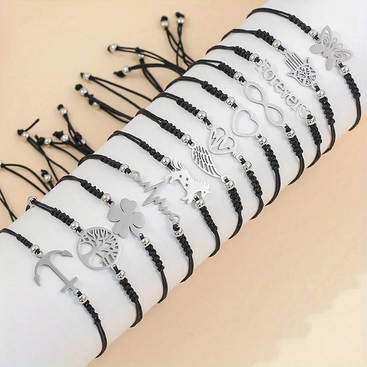 12pcs/set Stylish Stainless Steel Braided Charm Bracelet for Men - Perfect for Daily Wear and Gifting to Family and Friends - Tara's Tiny Treasures