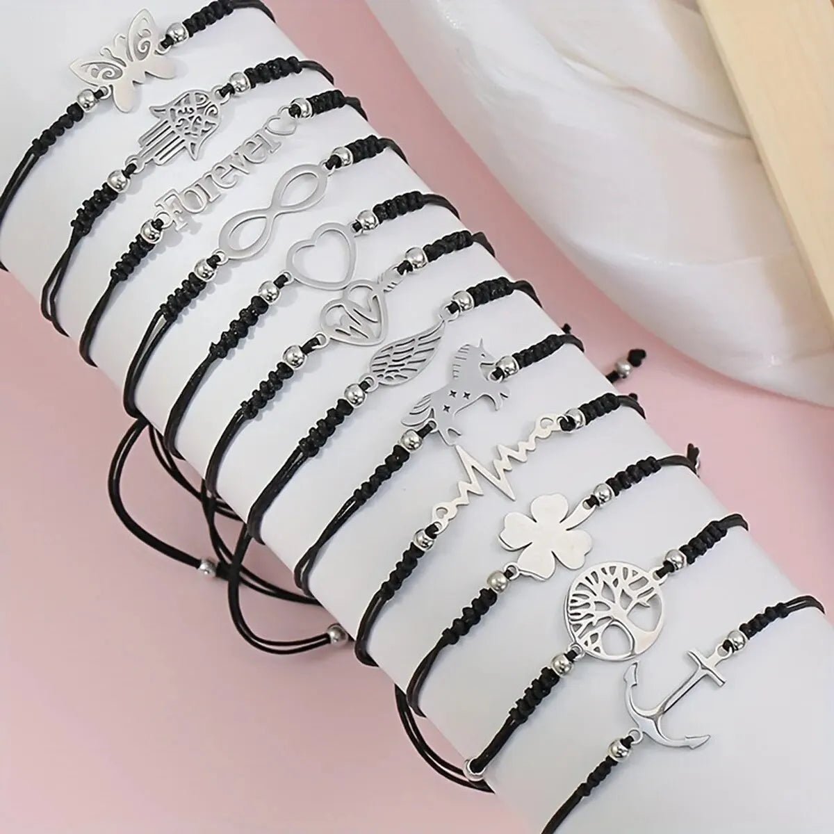 12pcs/set Stylish Stainless Steel Braided Charm Bracelet for Men - Perfect for Daily Wear and Gifting to Family and Friends - Tara's Tiny Treasures