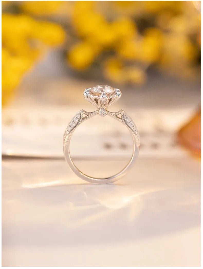 18K Real Platinum PT950 Prague Royal Wedding Women's Ring Moissanite1Carat Diamond Suitable Women Wedding and Engagement Rings - Tara's Tiny Treasures