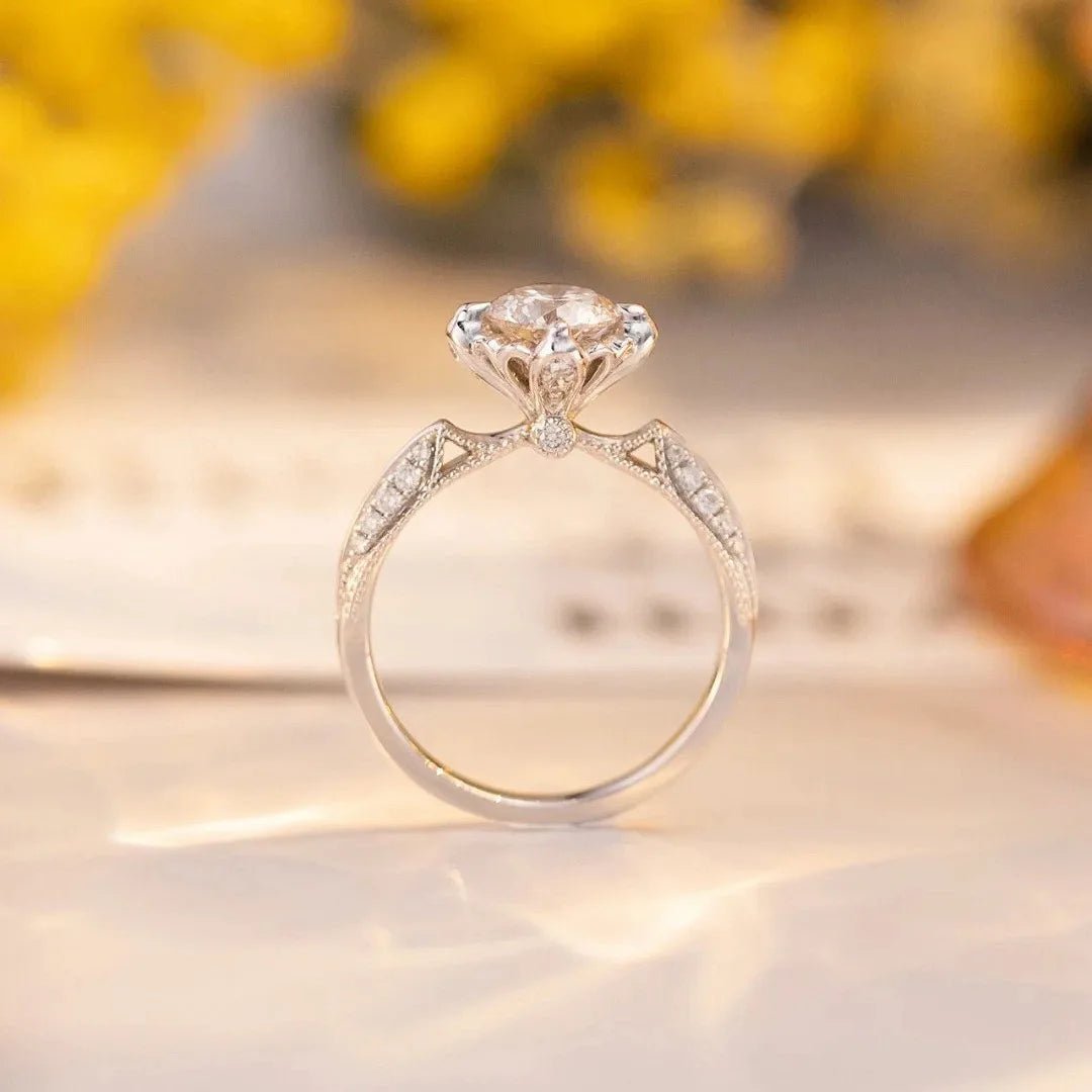18K Real Platinum PT950 Prague Royal Wedding Women's Ring Moissanite1Carat Diamond Suitable Women Wedding and Engagement Rings - Tara's Tiny Treasures