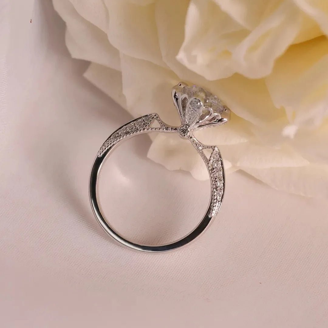 18K Real Platinum PT950 Prague Royal Wedding Women's Ring Moissanite1Carat Diamond Suitable Women Wedding and Engagement Rings - Tara's Tiny Treasures