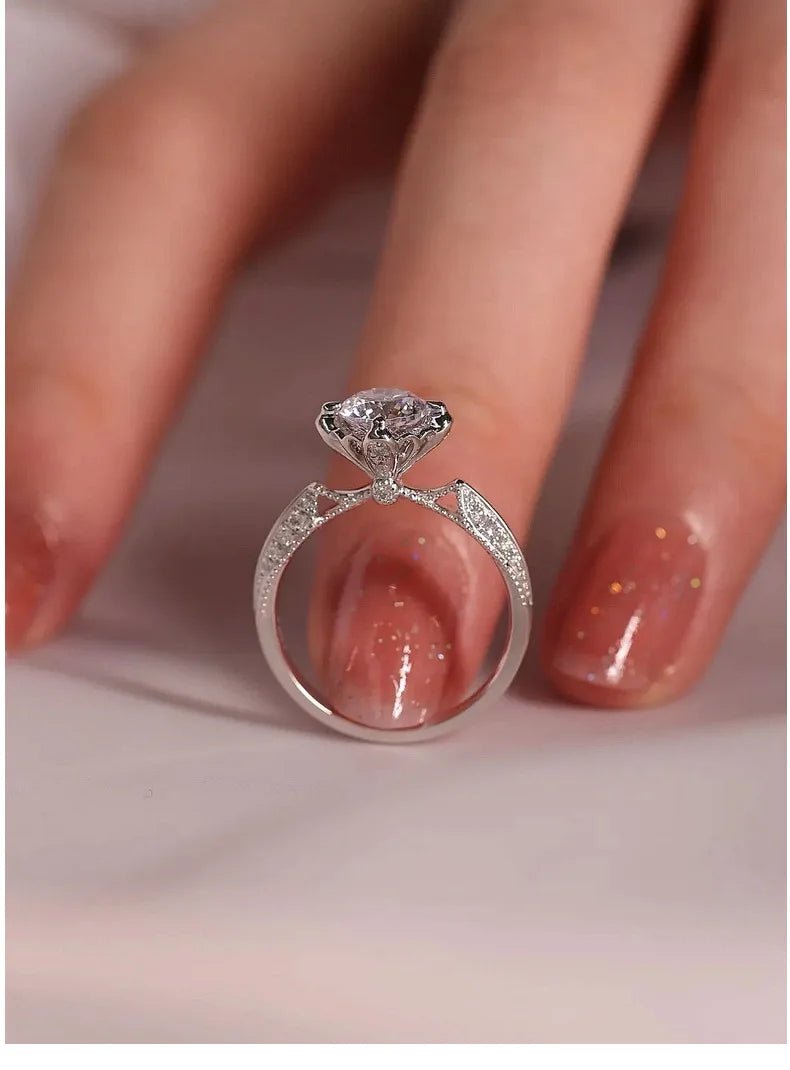 18K Real Platinum PT950 Prague Royal Wedding Women's Ring Moissanite1Carat Diamond Suitable Women Wedding and Engagement Rings - Tara's Tiny Treasures