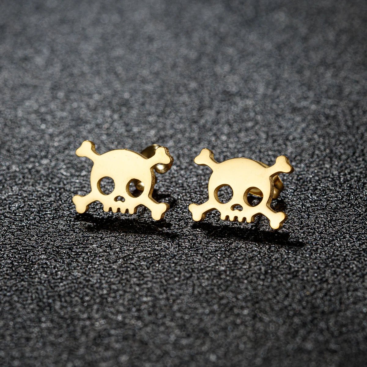 1Pair Hollow Mini Skull Earrings for Men Stainless Steel Ear Studs Halloween Style New Fashion Birthday Party Jewelry Gifts - Tara's Tiny Treasures