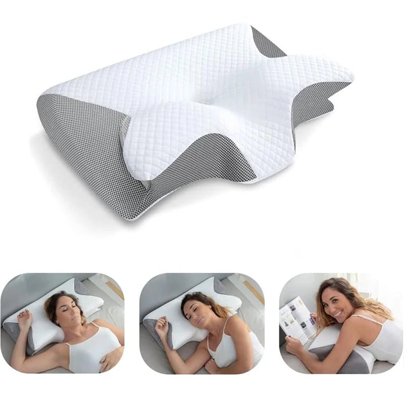 1pc Memory Foam Cervical Pillow, 2 in 1 Ergonomic Contour Orthopedic Pillow for Neck Pain, Contoured Support Pillows,Neck Pillow - Tara's Tiny Treasures
