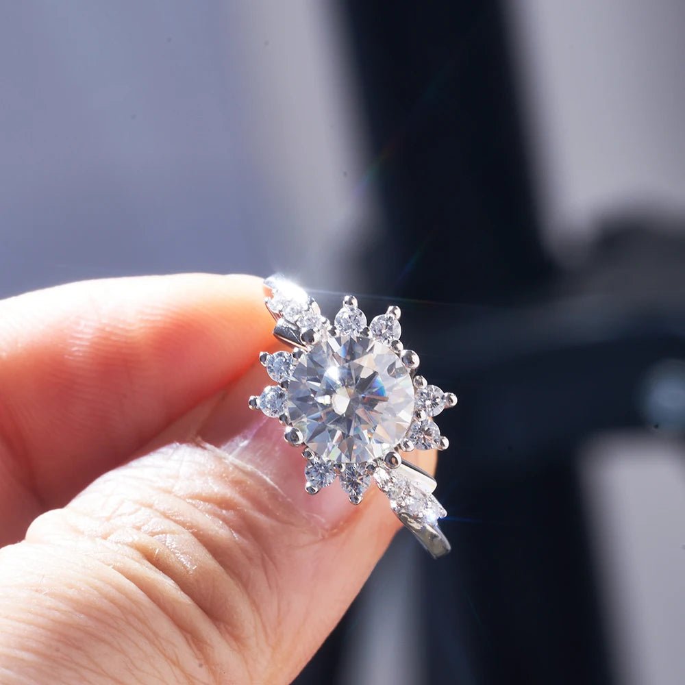 2 carat Moissanite Ring for Women Luxury Lab-created Diamond Jewelry PT950 plated 100% Sterling Silver 925 Jewelry Size5-10 - Tara's Tiny Treasures