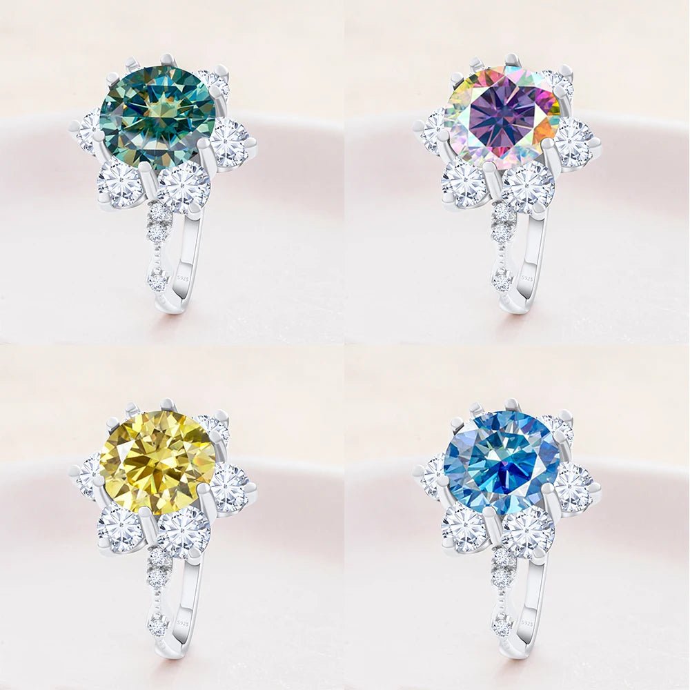 2 carat Moissanite Ring for Women Luxury Lab-created Diamond Jewelry PT950 plated 100% Sterling Silver 925 Jewelry Size5-10 - Tara's Tiny Treasures