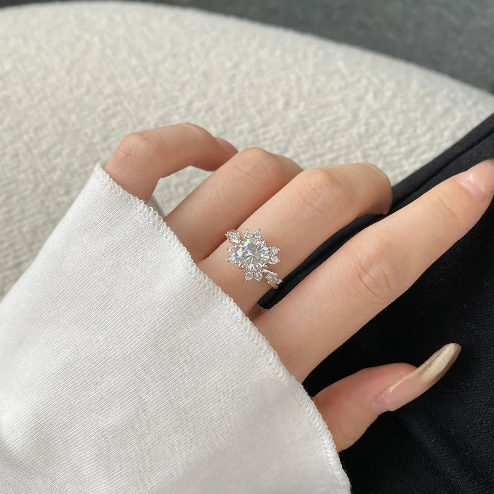 2 carat Moissanite Ring for Women Luxury Lab-created Diamond Jewelry PT950 plated 100% Sterling Silver 925 Jewelry Size5-10 - Tara's Tiny Treasures