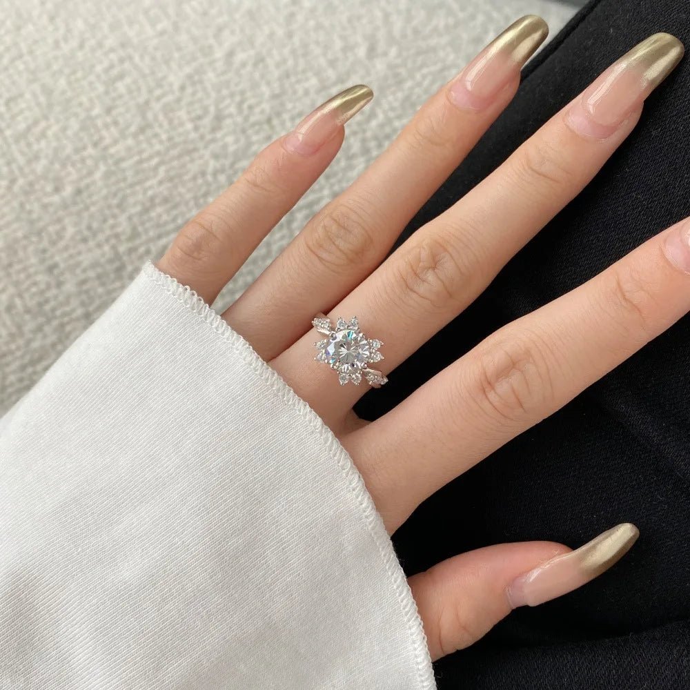 2 carat Moissanite Ring for Women Luxury Lab-created Diamond Jewelry PT950 plated 100% Sterling Silver 925 Jewelry Size5-10 - Tara's Tiny Treasures