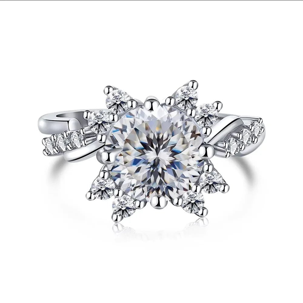 2 carat Moissanite Ring for Women Luxury Lab-created Diamond Jewelry PT950 plated 100% Sterling Silver 925 Jewelry Size5-10 - Tara's Tiny Treasures