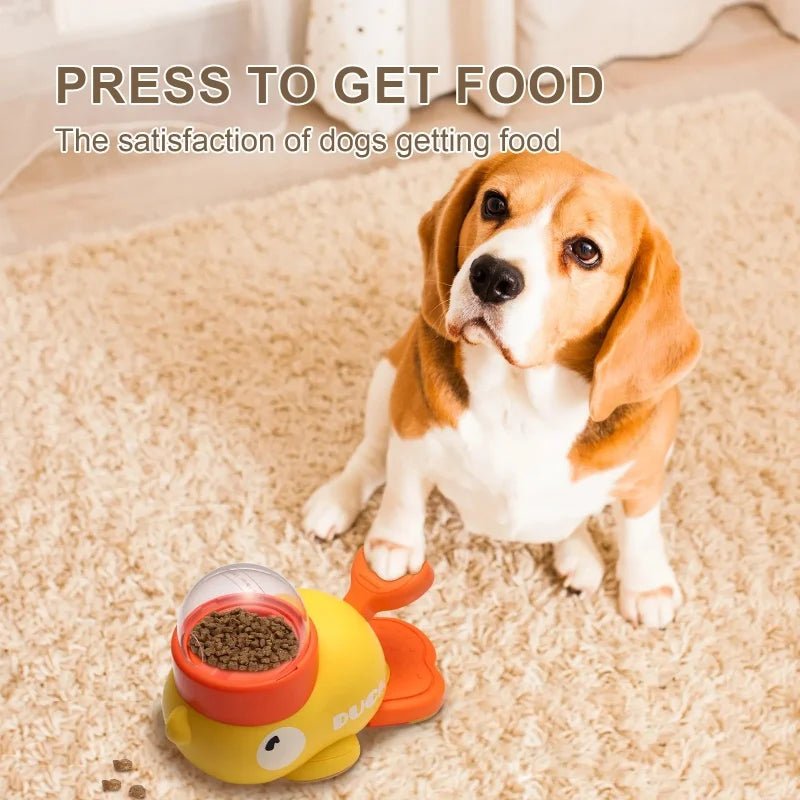 2-in-1 Interactive Dog Toy Pet Automatic Food Treat Dispenser Cartoon Duck Design Slow Food Pet Snack Feeder for Dog Training - Tara's Tiny Treasures