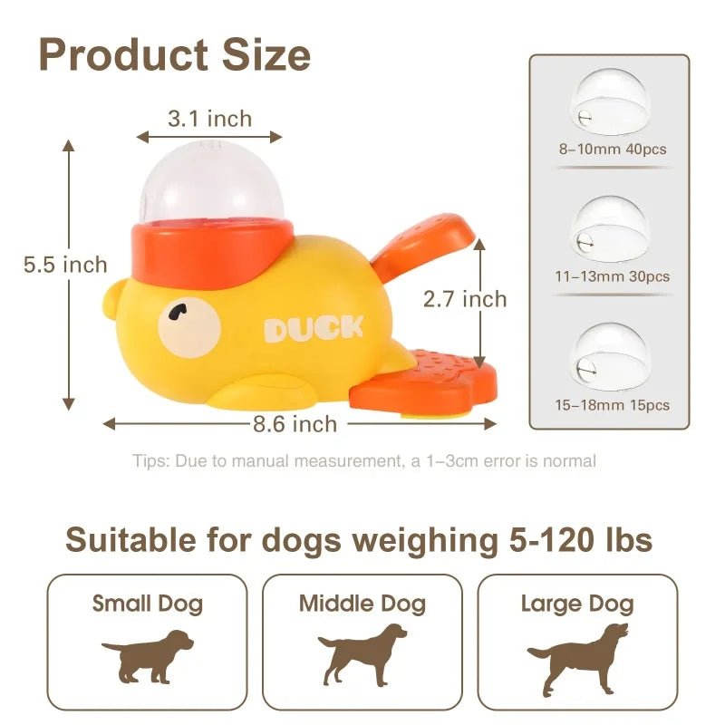 2-in-1 Interactive Dog Toy Pet Automatic Food Treat Dispenser Cartoon Duck Design Slow Food Pet Snack Feeder for Dog Training - Tara's Tiny Treasures
