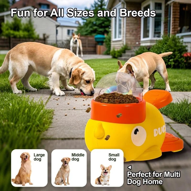 2-in-1 Interactive Dog Toy Pet Automatic Food Treat Dispenser Cartoon Duck Design Slow Food Pet Snack Feeder for Dog Training - Tara's Tiny Treasures