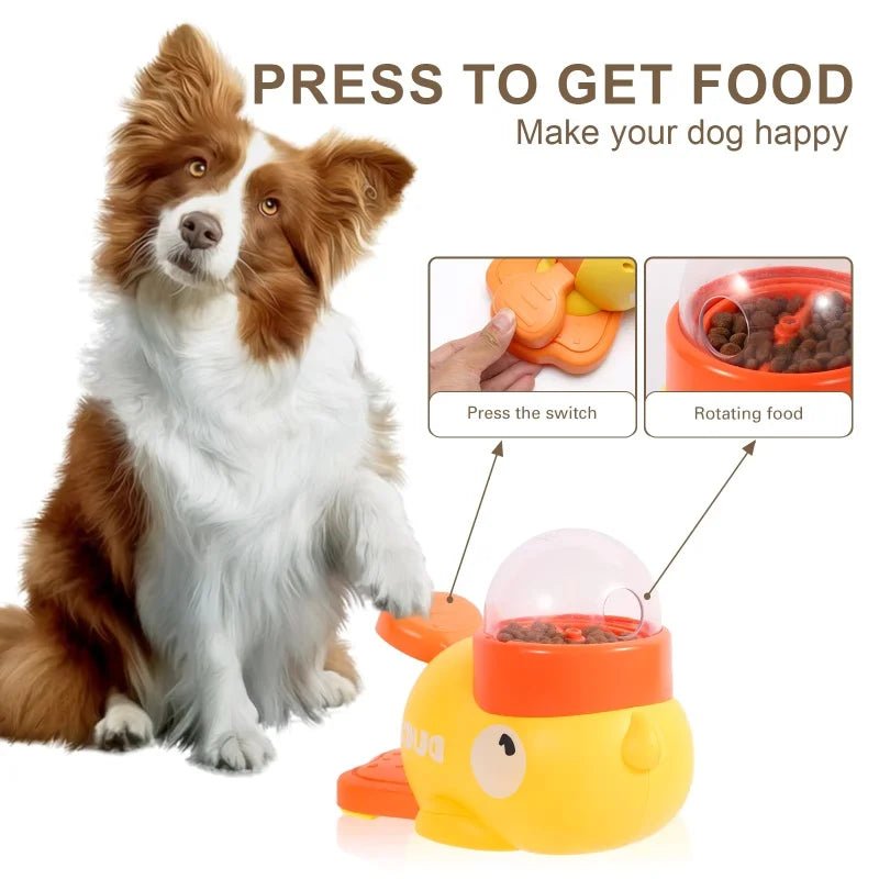 2-in-1 Interactive Dog Toy Pet Automatic Food Treat Dispenser Cartoon Duck Design Slow Food Pet Snack Feeder for Dog Training - Tara's Tiny Treasures