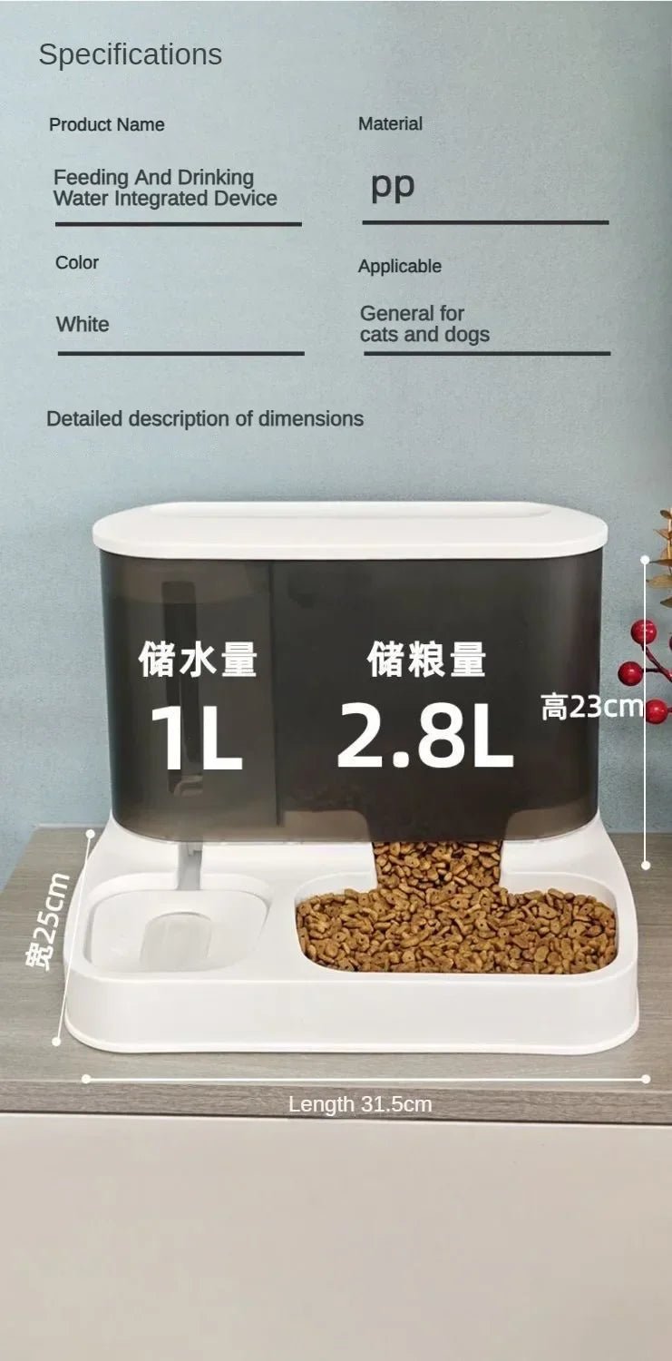 2 in 1 Pet Automatic Feeder Dry Food Storage Container Large Plastic Visible Pet Water Fountain Automatic Pet Food Dispenser - Tara's Tiny Treasures