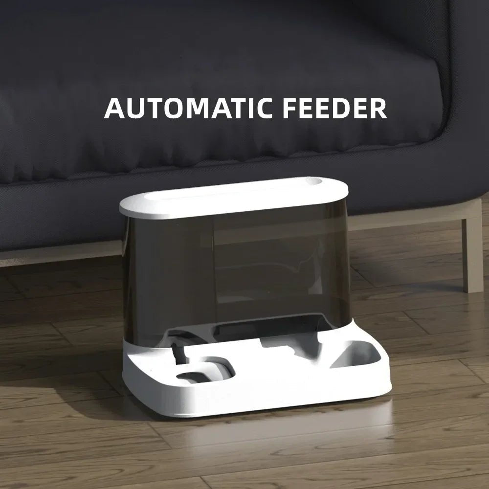 2 in 1 Pet Automatic Feeder Dry Food Storage Container Large Plastic Visible Pet Water Fountain Automatic Pet Food Dispenser - Tara's Tiny Treasures