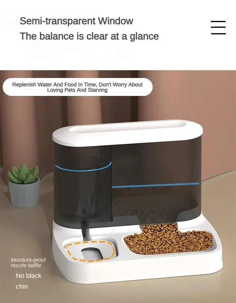 2 in 1 Pet Automatic Feeder Dry Food Storage Container Large Plastic Visible Pet Water Fountain Automatic Pet Food Dispenser - Tara's Tiny Treasures