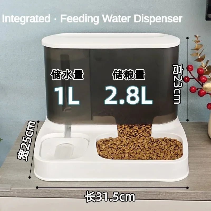 2 in 1 Pet Automatic Feeder Dry Food Storage Container Large Plastic Visible Pet Water Fountain Automatic Pet Food Dispenser - Tara's Tiny Treasures