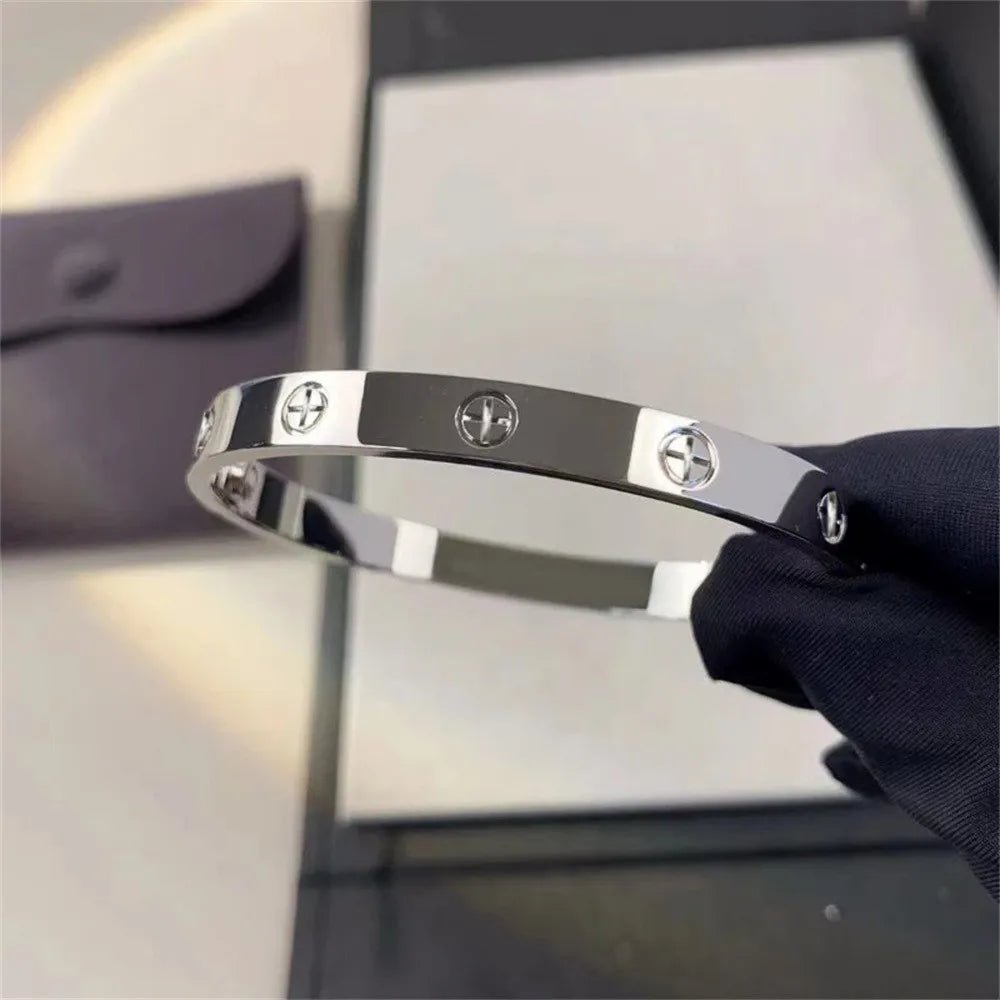 2023 New Design Gold Color Zircon And Cross Nut Nail Bracelet Gold & Bangle For Woman Stainless Steel Screw Brand Jewelry - Tara's Tiny Treasures
