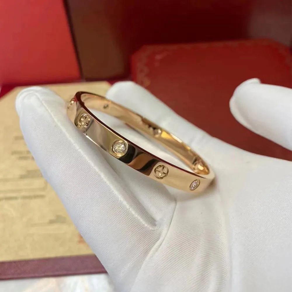 2023 New Design Gold Color Zircon And Cross Nut Nail Bracelet Gold & Bangle For Woman Stainless Steel Screw Brand Jewelry - Tara's Tiny Treasures