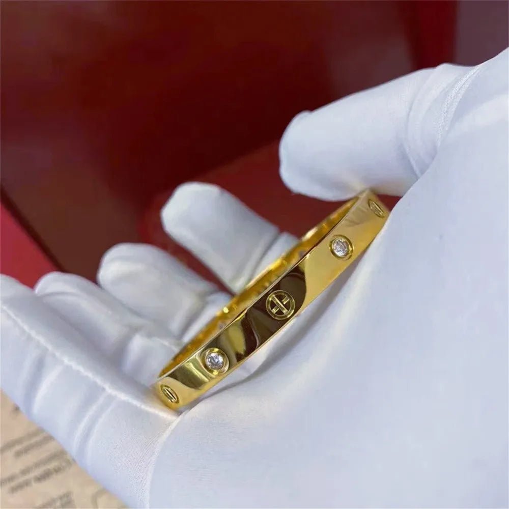 2023 New Design Gold Color Zircon And Cross Nut Nail Bracelet Gold & Bangle For Woman Stainless Steel Screw Brand Jewelry - Tara's Tiny Treasures