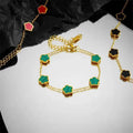 2025 Hot Sale Luxury Plum Five-Leaf Flower Set Bracelet Necklace Classic Simple Women Jewelry Set Suitable For Daily Party Wear - Tara's Tiny Treasures