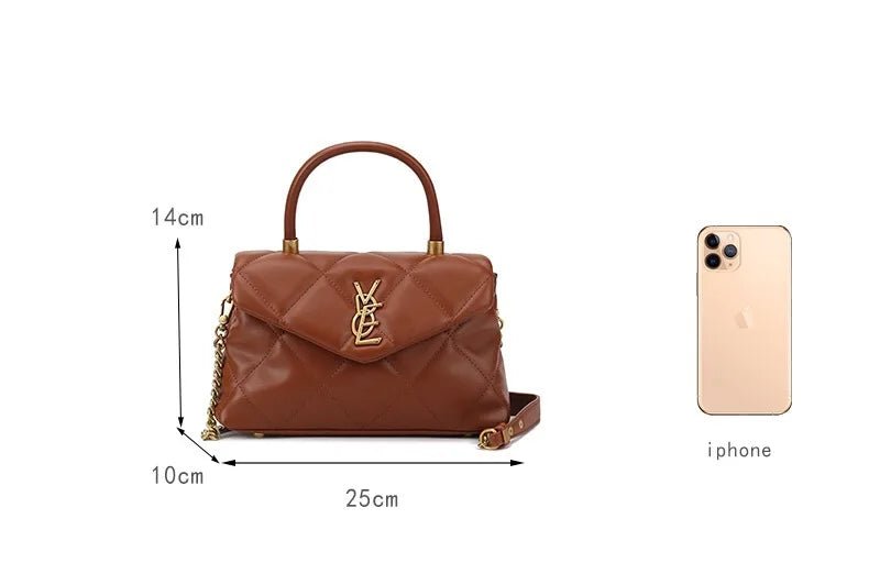 2025 new high-end diamond grid handbag fashion chain versatile shoulder crossbody bag - Tara's Tiny Treasures