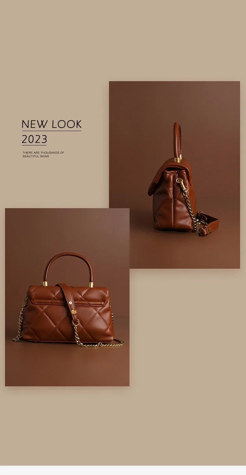 2025 new high-end diamond grid handbag fashion chain versatile shoulder crossbody bag - Tara's Tiny Treasures