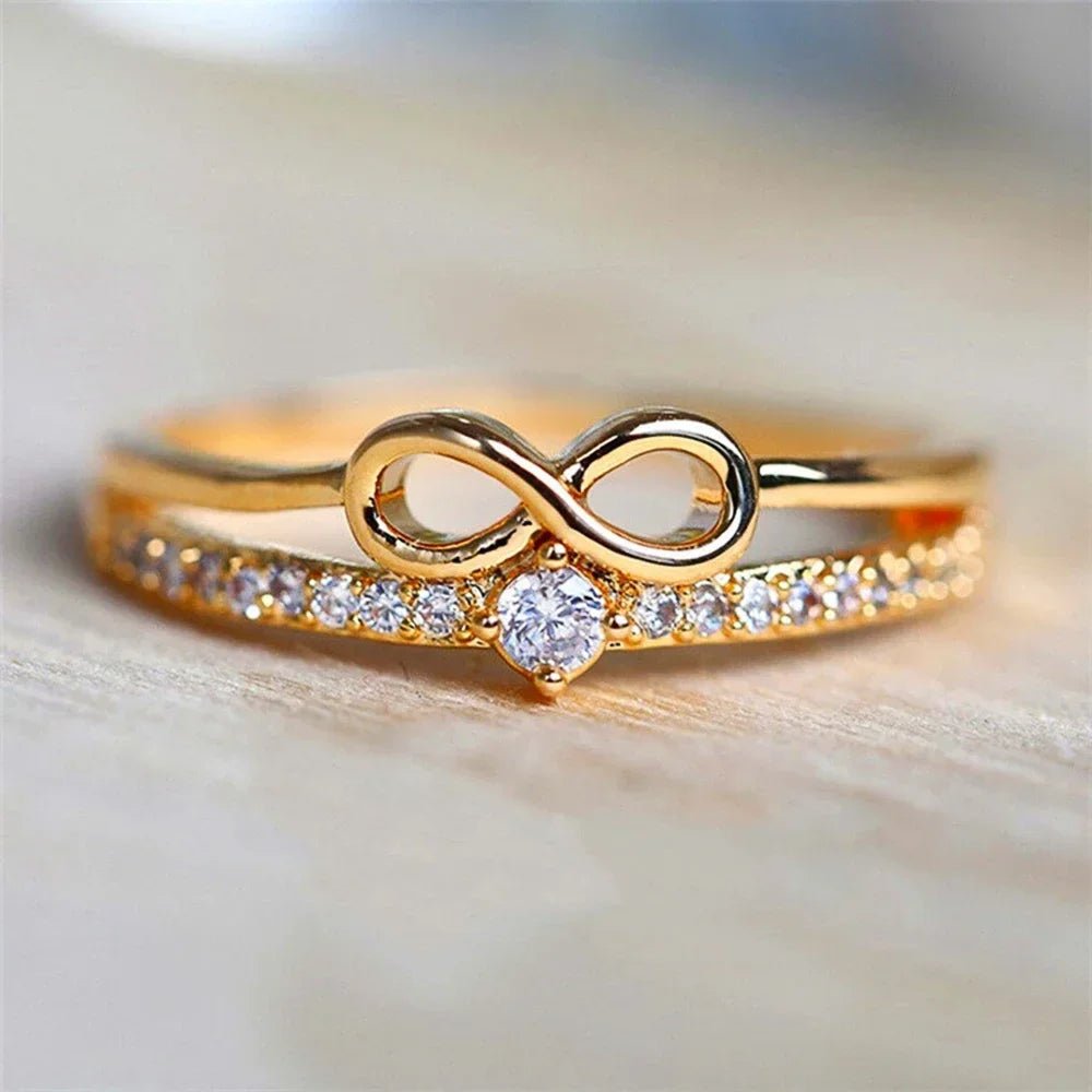 2026 Chic Bow Shape Finger Ring for Women Infinity Sign Cubic Zirconia Rings Fashion Accessories Daily Party Jewelry - Tara's Tiny Treasures