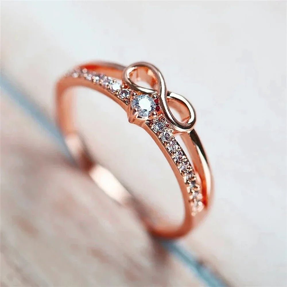 2026 Chic Bow Shape Finger Ring for Women Infinity Sign Cubic Zirconia Rings Fashion Accessories Daily Party Jewelry - Tara's Tiny Treasures