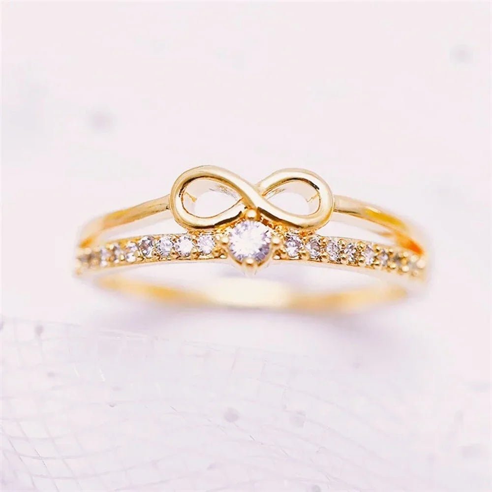 2026 Chic Bow Shape Finger Ring for Women Infinity Sign Cubic Zirconia Rings Fashion Accessories Daily Party Jewelry - Tara's Tiny Treasures