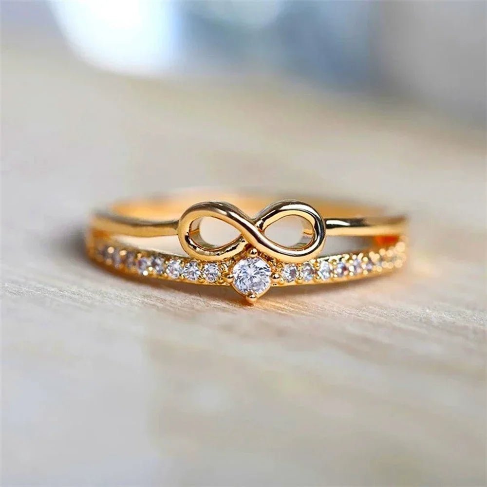 2026 Chic Bow Shape Finger Ring for Women Infinity Sign Cubic Zirconia Rings Fashion Accessories Daily Party Jewelry - Tara's Tiny Treasures